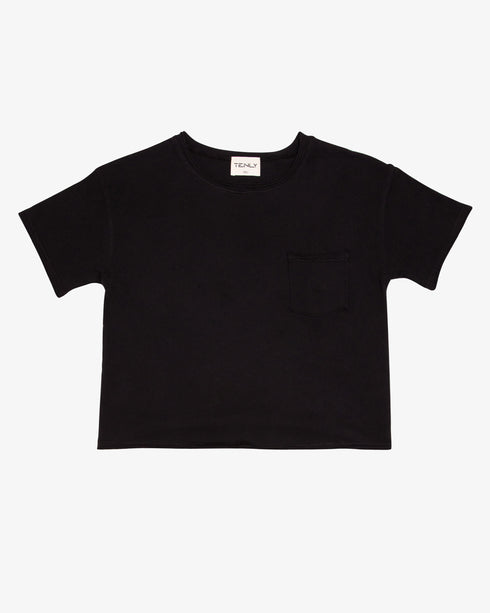 COTTON JERSEY RAW EDGE POCKET TEE