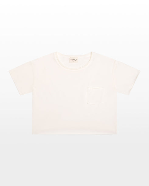 COTTON JERSEY RAW EDGE POCKET TEE