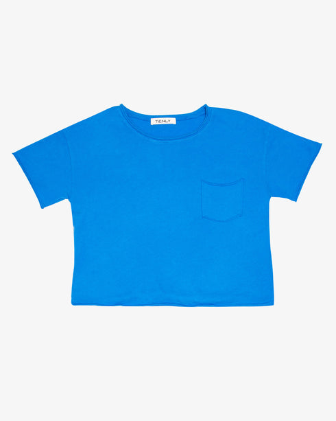 COTTON JERSEY RAW EDGE POCKET TEE