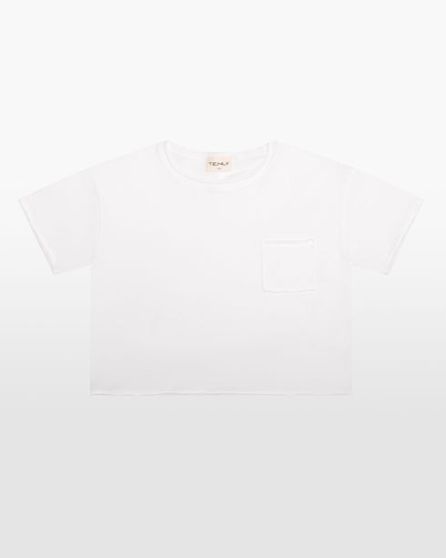 COTTON JERSEY RAW EDGE POCKET TEE