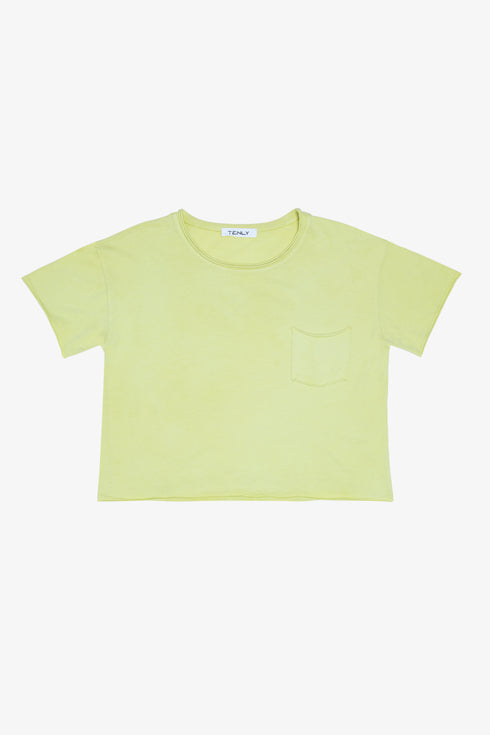 COTTON JERSEY RAW EDGE POCKET TEE