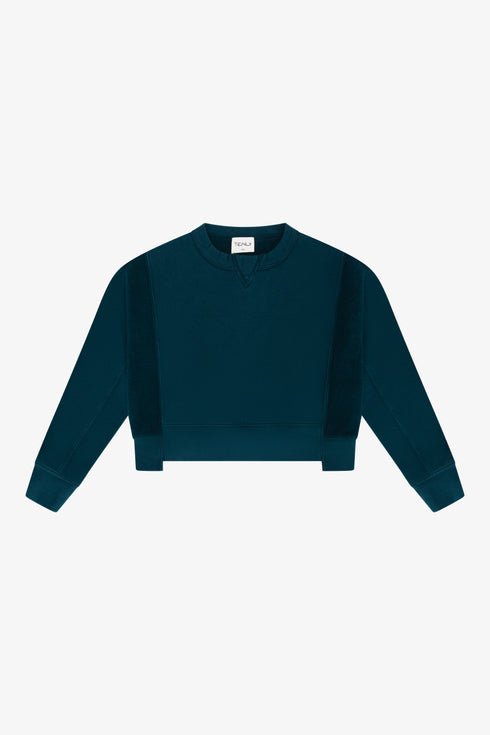 COTTON FLEECE REVERSE INSERT SWEATER