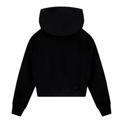 COTTON FLEECE CROPPED KANGAROO POCKET HOODIE