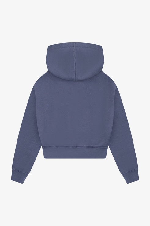 COTTON FLEECE CROPPED KANGAROO POCKET HOODIE