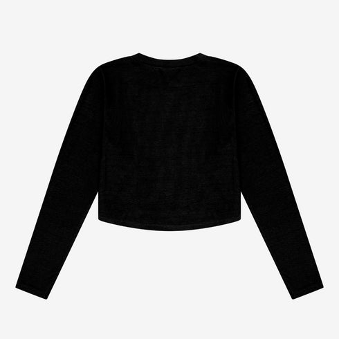 Rayon Rib Curved Hem L/S Top