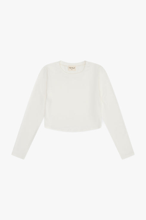 Rayon Rib Curved Hem L/S Top