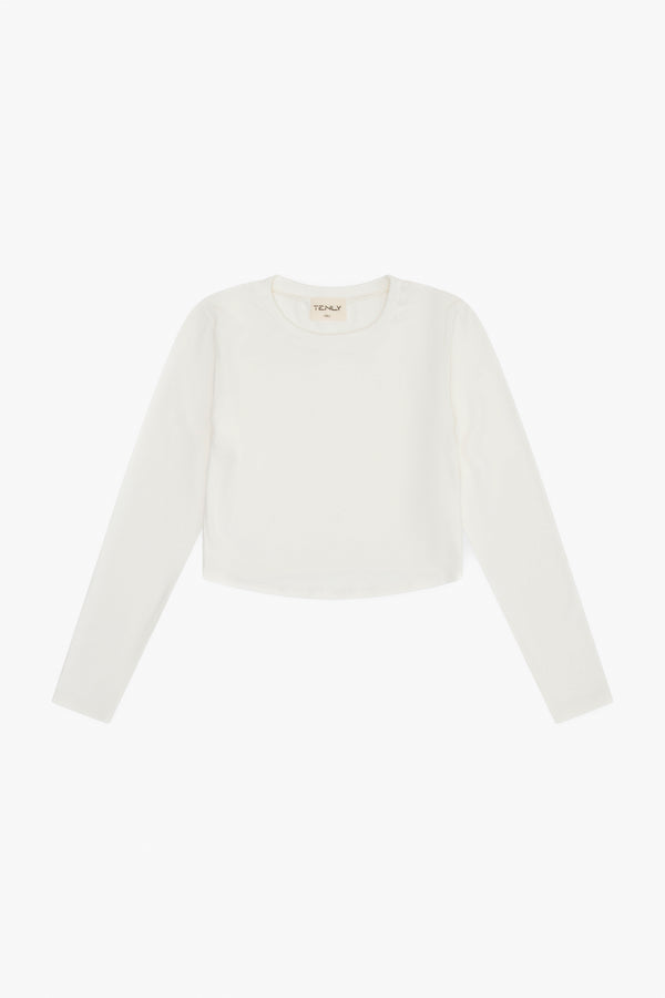 Rayon Rib Curved Hem L/S Top