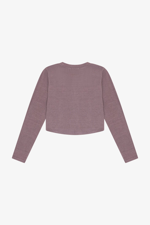 Rayon Rib Curved Hem L/S Top