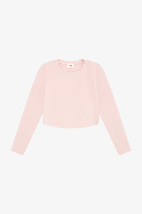 Rayon Rib Curved Hem L/S Top