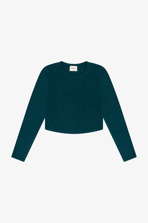 Rayon Rib Curved Hem L/S Top