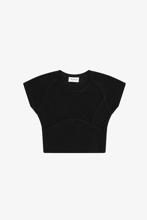 Rayon Rib Cap Sleeve Baseball Tee