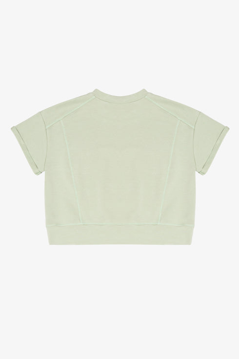 FRENCH TERRY ROLLUP SLEEVE WAISTBAND TEE