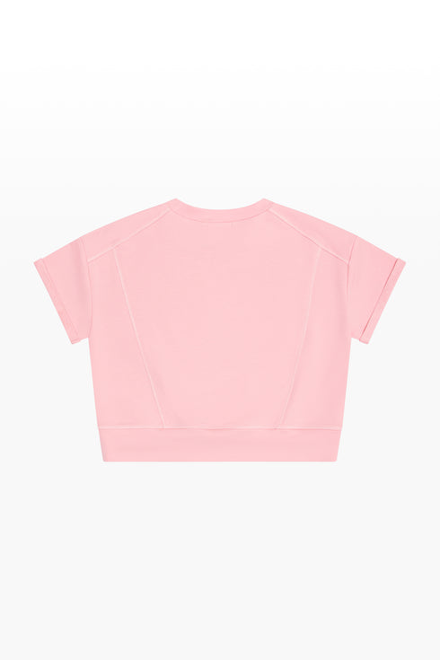 FRENCH TERRY ROLLUP SLEEVE WAISTBAND TEE