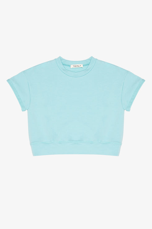 FRENCH TERRY ROLLUP SLEEVE WAISTBAND TEE