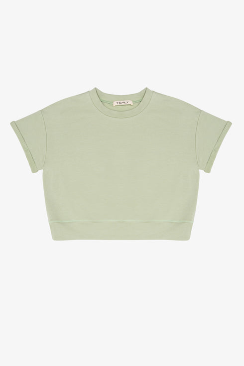 FRENCH TERRY ROLLUP SLEEVE WAISTBAND TEE