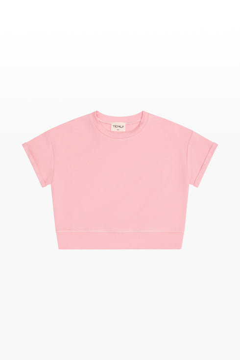 FRENCH TERRY ROLLUP SLEEVE WAISTBAND TEE