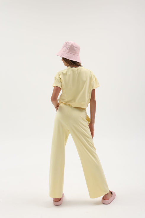 FRENCH TERRY ROLL-UP SLV WAISTBAND TEE