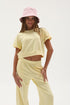 FRENCH TERRY ROLL-UP SLV WAISTBAND TEE