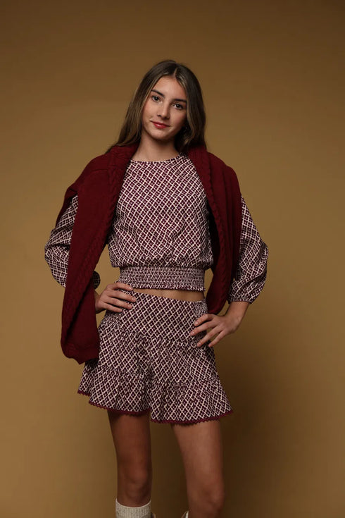 3-TIERED MINI SKIRT WITH SMOCKED WAISTBAND