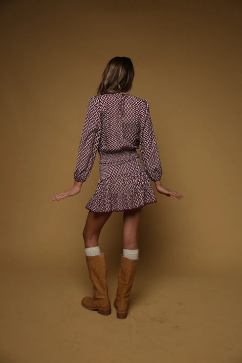 3-TIERED MINI SKIRT WITH SMOCKED WAISTBAND