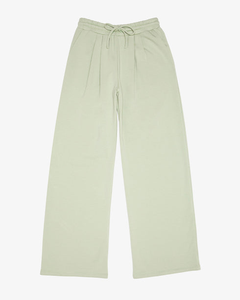 FRENCH TERRY PLEATED WIDE LEG PANT