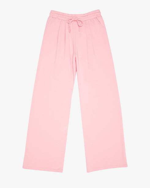 FRENCH TERRY PLEATED WIDE LEG PANT