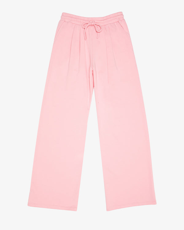 FRENCH TERRY PLEATED WIDE LEG PANT