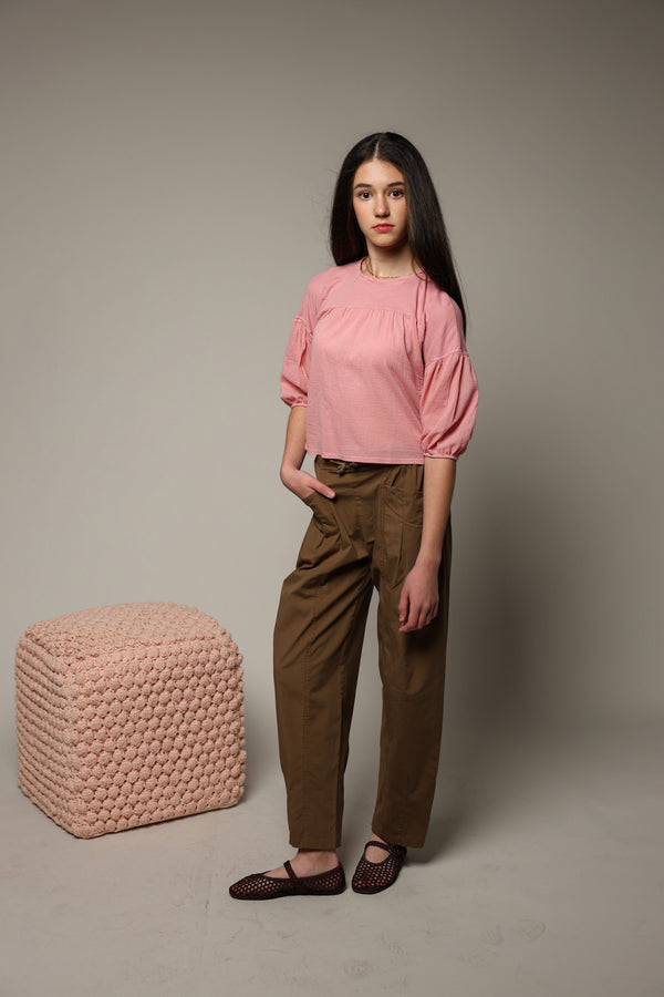 Cotton Poplin Barrel Pant