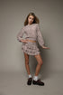 DIGITAL PRINTED LANTERN SLEEVE SMOCKED WAISTBAND TOP