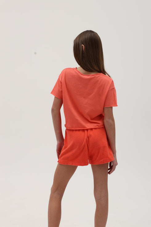 COTTON JERSEY RAW EDGE POCKET TEE