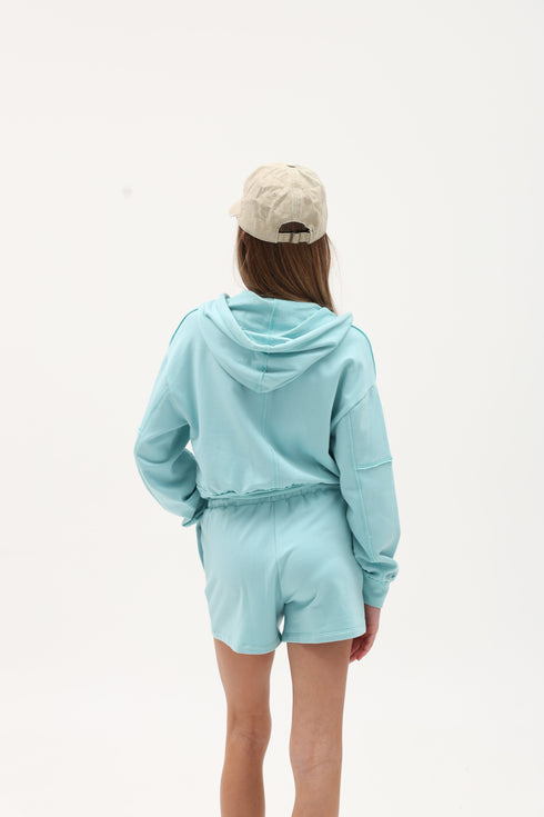 FRENCH TERRY RAW-EDGE ZIP HOODIE