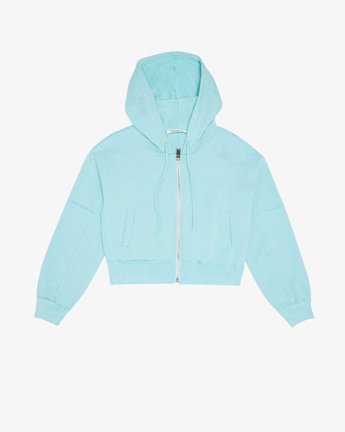 FRENCH TERRY RAW-EDGE ZIP HOODIE