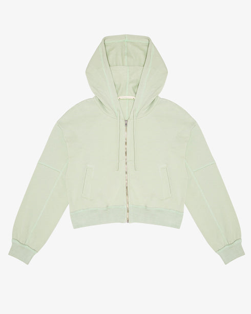 FRENCH TERRY RAW-EDGE ZIP HOODIE
