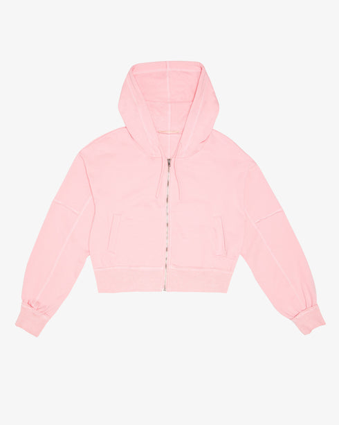 FRENCH TERRY RAW-EDGE ZIP HOODIE