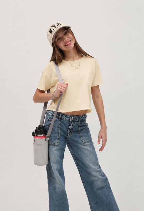 Raw Edge Short Sleeve Pocket Tee