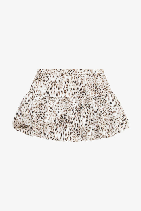 PRINTED SATIN TIERED BUBBLE SKIRT