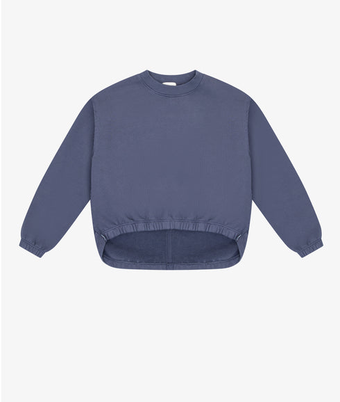 COTTON FLEECE RAW EDGE TUNIC W/ SIDE SHIRRING