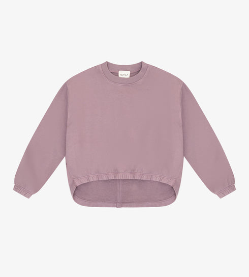 COTTON FLEECE RAW EDGE TUNIC W/ SIDE SHIRRING