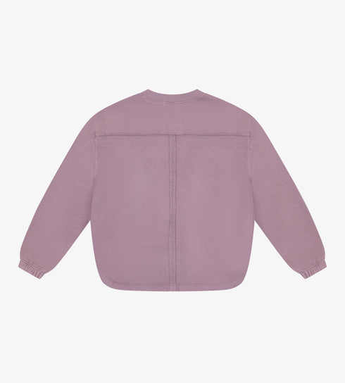 COTTON FLEECE RAW EDGE TUNIC W/ SIDE SHIRRING