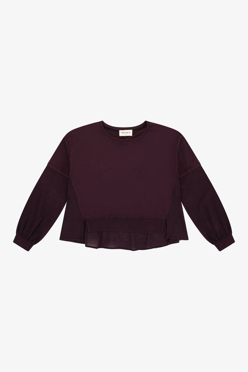 COTTON GAUZE MIXED MEDIA L/S TOP