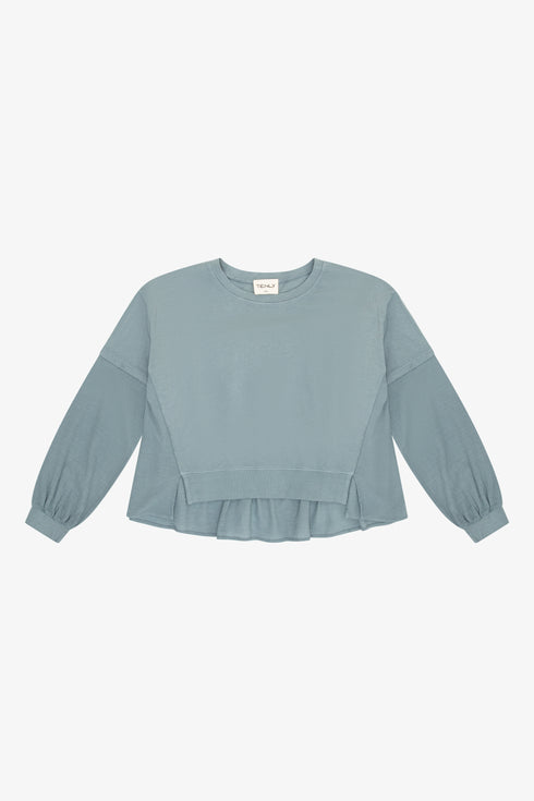 COTTON GAUZE MIXED MEDIA L/S TOP