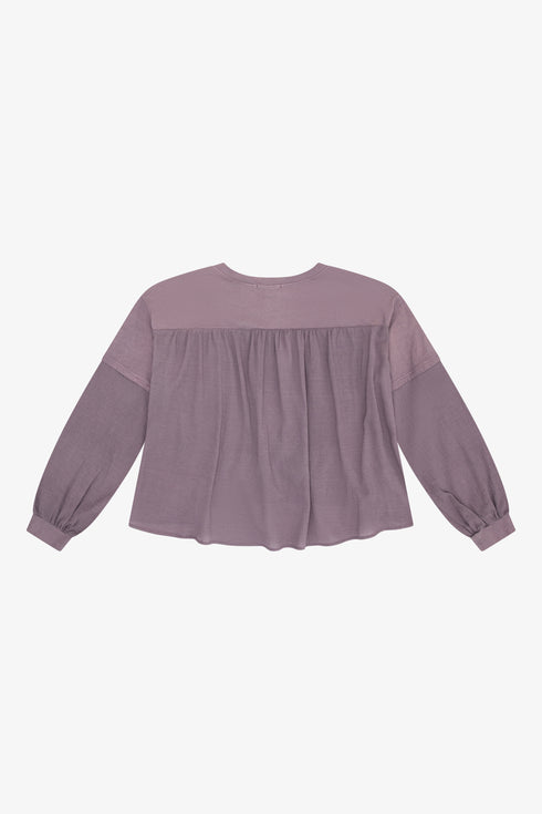 COTTON GAUZE MIXED MEDIA L/S TOP