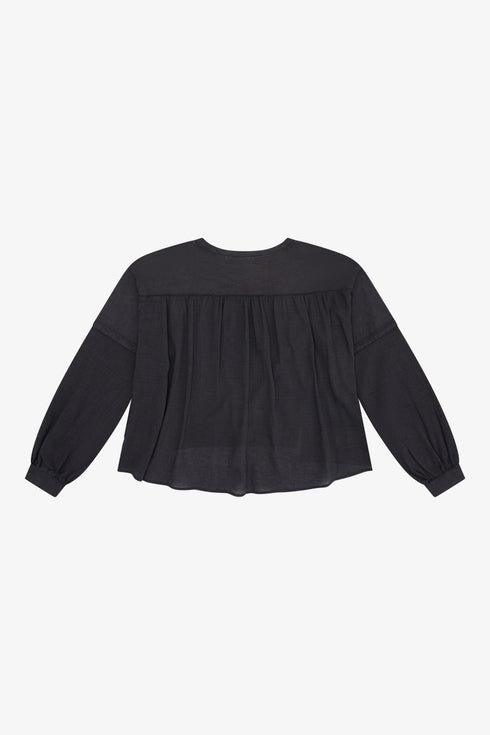 COTTON GAUZE MIXED MEDIA L/S TOP