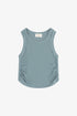 RAYON RIB SHIRRED SLEEVELESS TANK