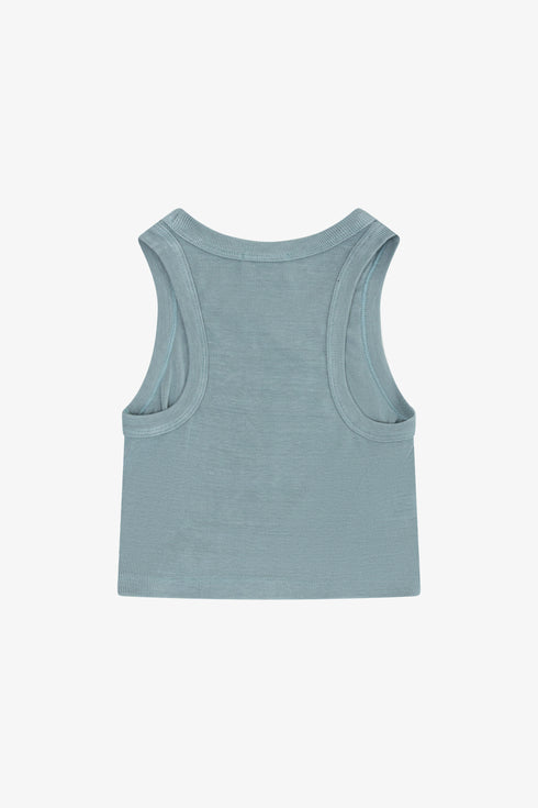 RAYON RIB SHIRRED SLEEVELESS TANK
