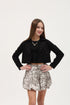 PRINTED SATIN TIERED BUBBLE SKIRT
