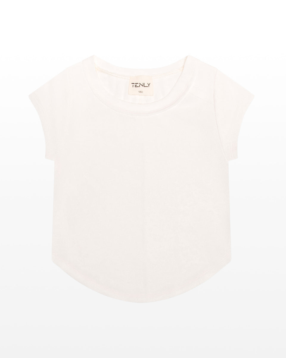 RAYON RIB EXPOSED CAP SLEEVE TEE – TENLY